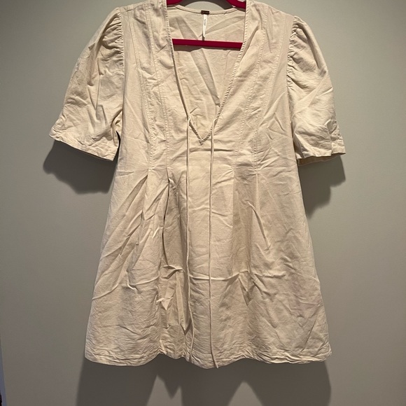 Free People Off-White Tie-Front Dress with Pockets, Size L - Picture 5 of 7